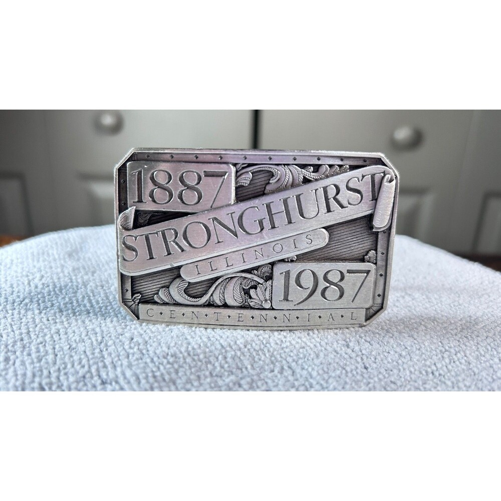 Vintage 1987 *Stronghurst Illinois Centennial* Commerative Belt Buckle